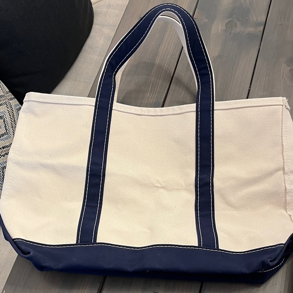 L.L. Bean Tote Bag in Navy and Cream